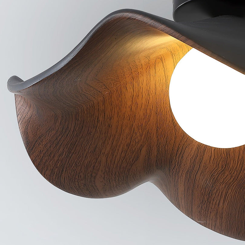 Scandinavian Wood Ceiling Light, Japandi Flush Mount, Black or White