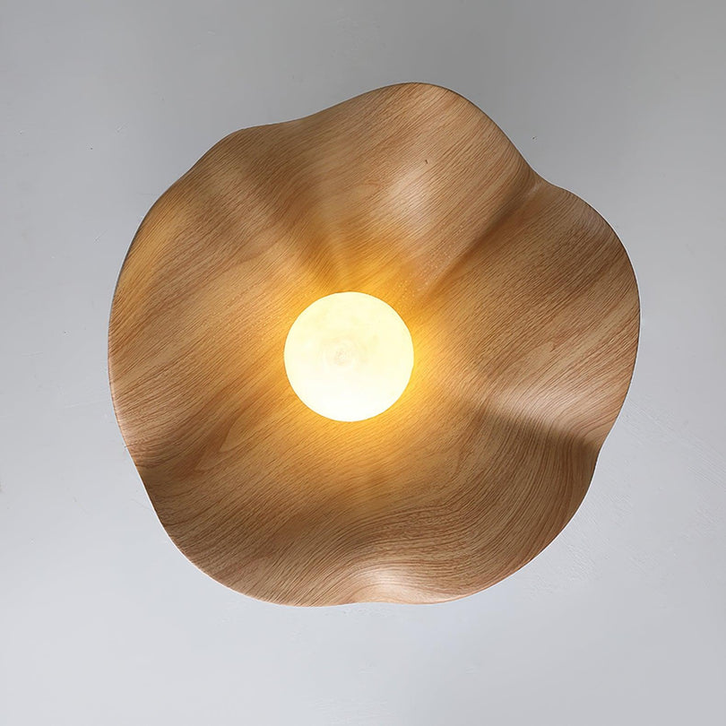 Scandinavian Wood Ceiling Light, Japandi Flush Mount, Black or White