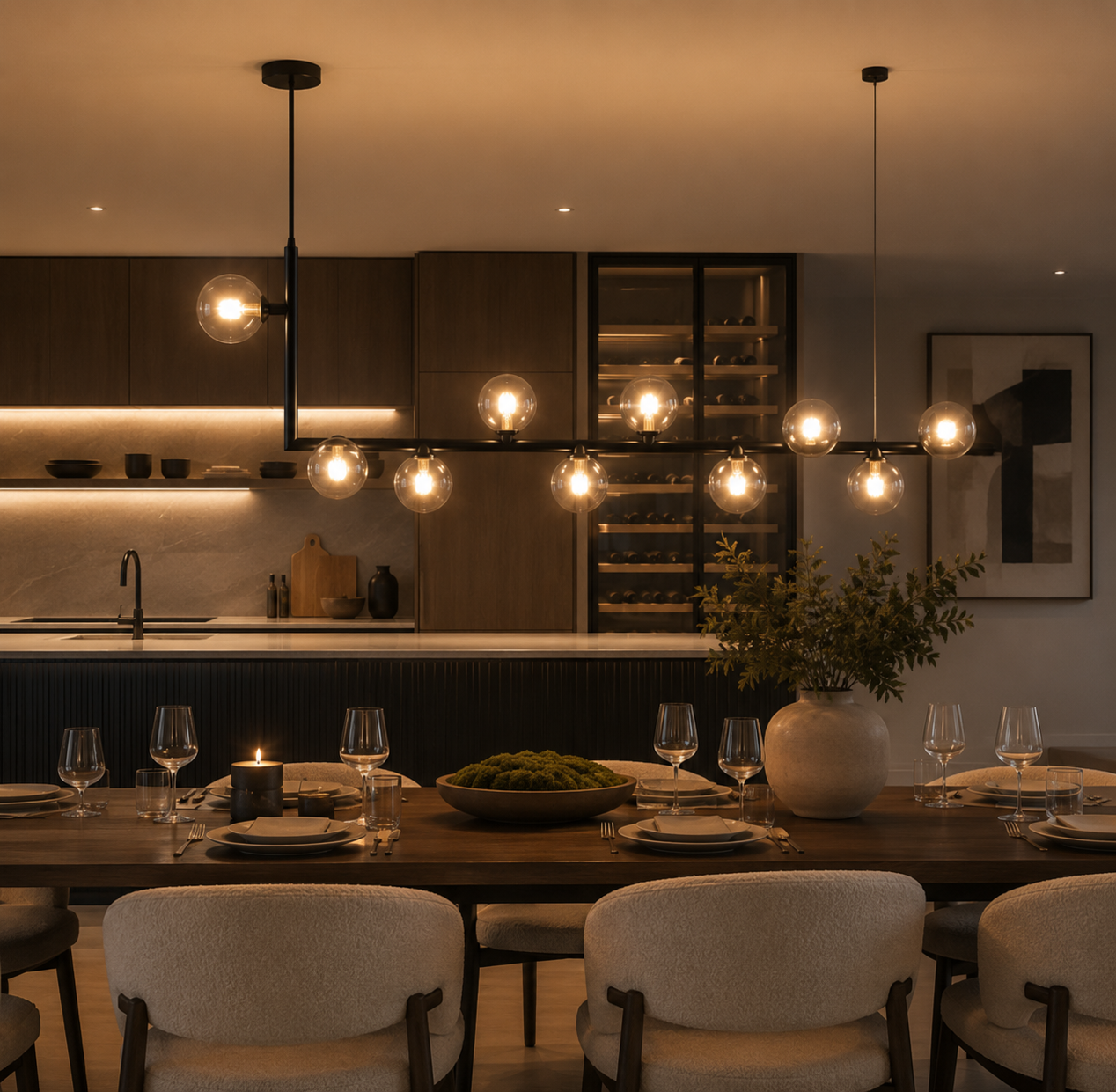 Nordic Bubble Ceiling Light – Modern Glass Globe Pendant for Kitchen & Living Room