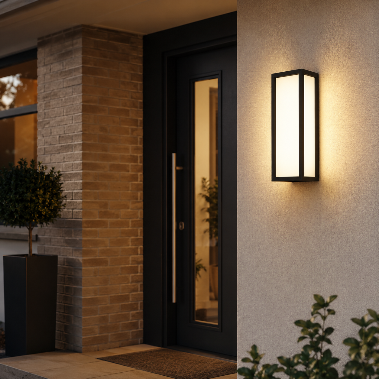 Amabelle - Rectangular Outdoor Wall Light, Waterproof LED Garden Lamp with Sensor