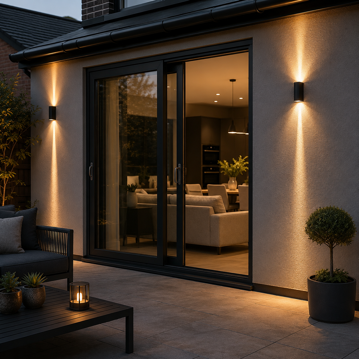 Outdoor Up Down Wall Light - IP65 LED Garden Wall Sconce, Black
