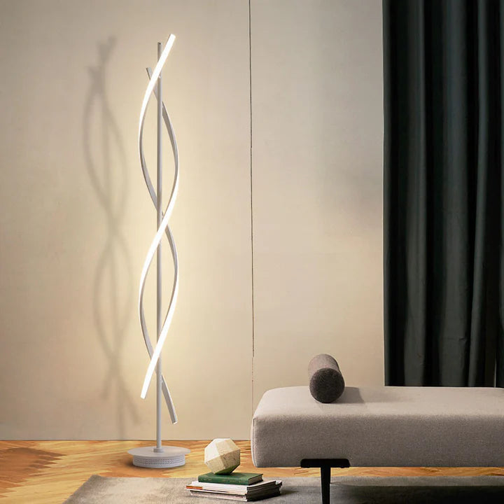 Twisted Spiral LED Floor Lamp, Modern Sculptural Standing Light