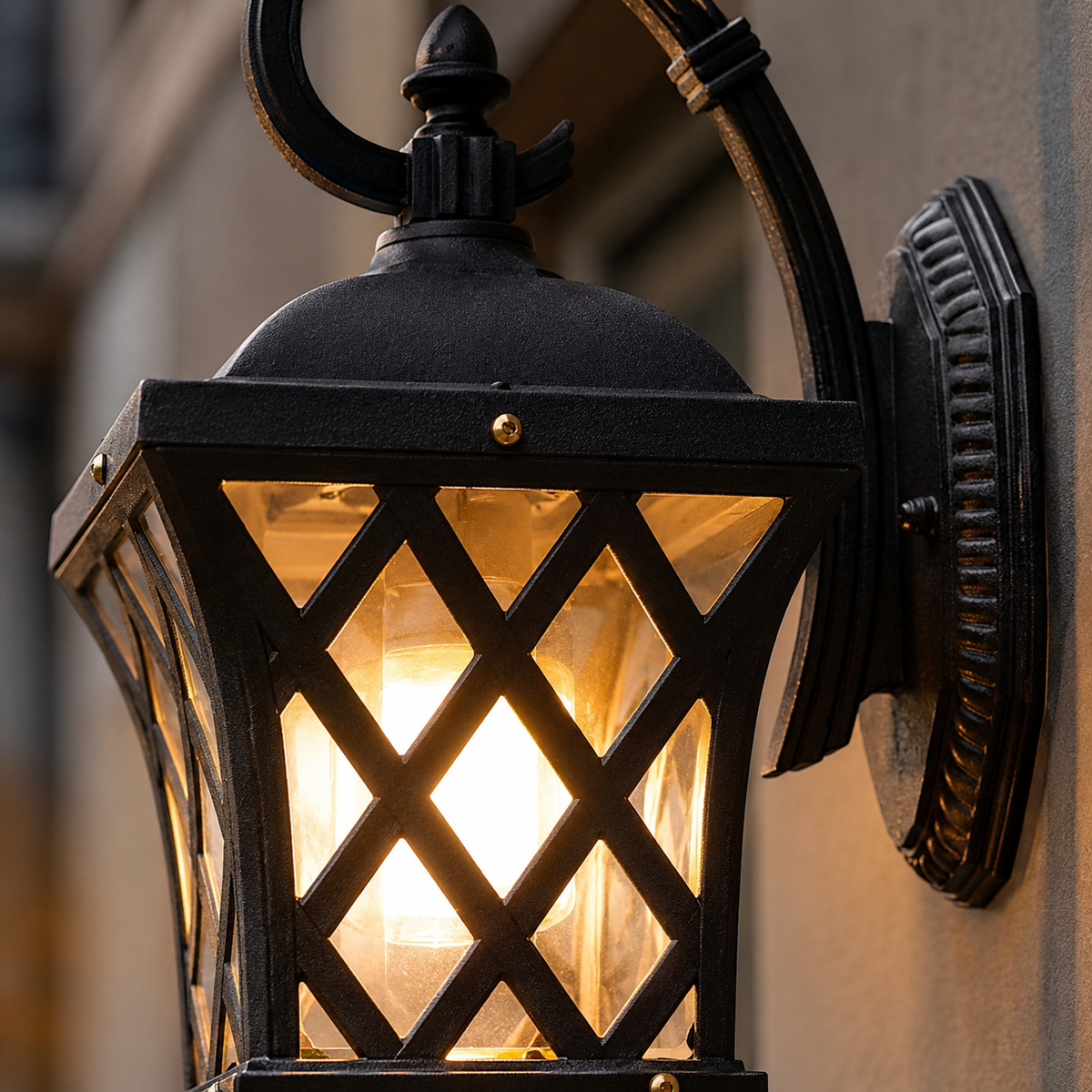 Vintage Outdoor Wall Lantern, Traditional Black Garden Coach Light