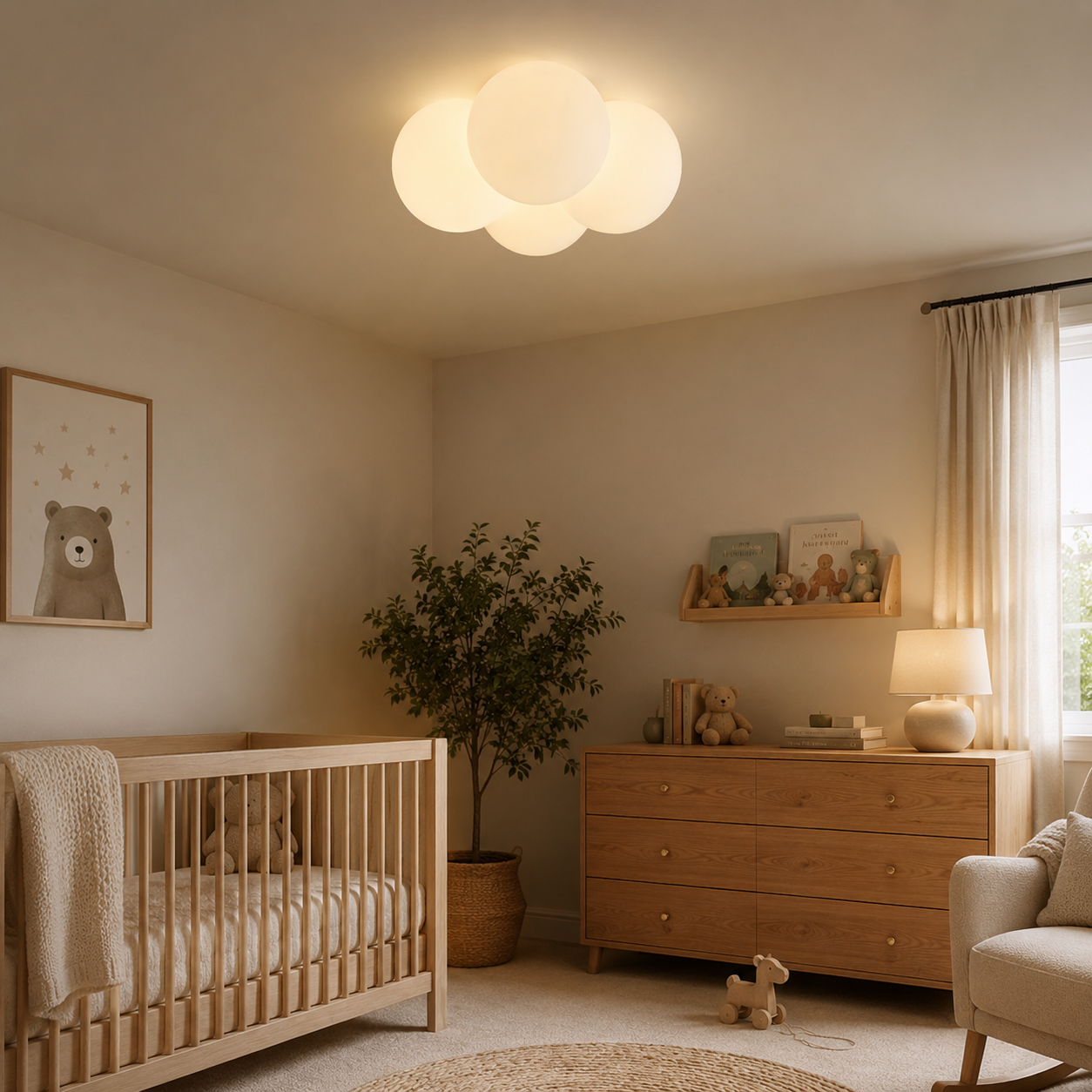 Nordic Cloud LED Ceiling Light for Nursery & Bedroom, Flush Mount or Pendant