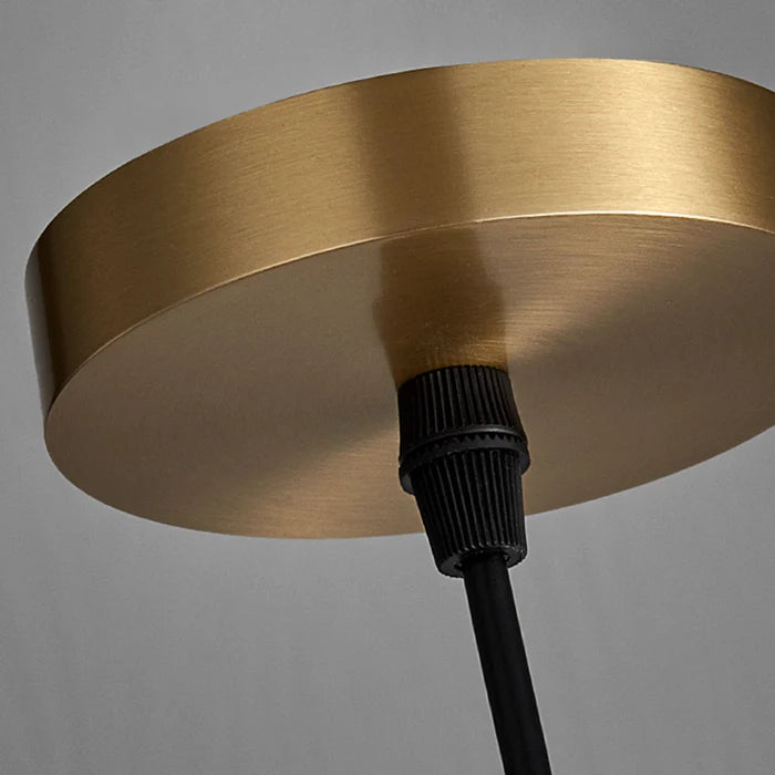 Tiered Ribbed Glass Pendant Light, Art Deco Brass Ceiling Lamp
