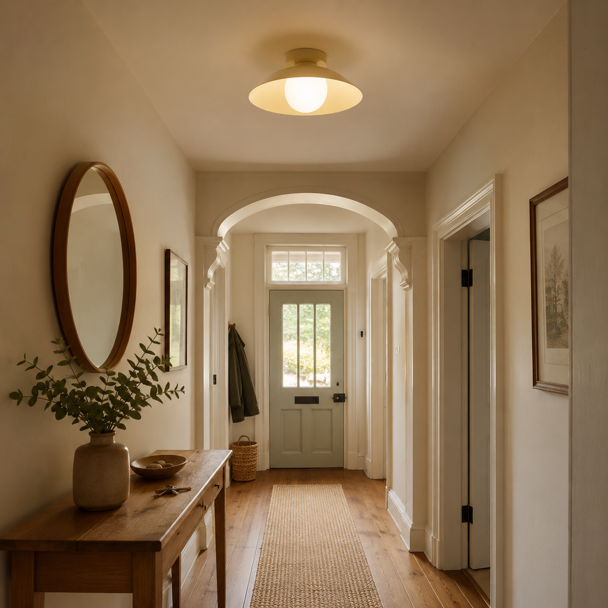 Round Flush Mount Ceiling Light, Modern Metal Kitchen Light