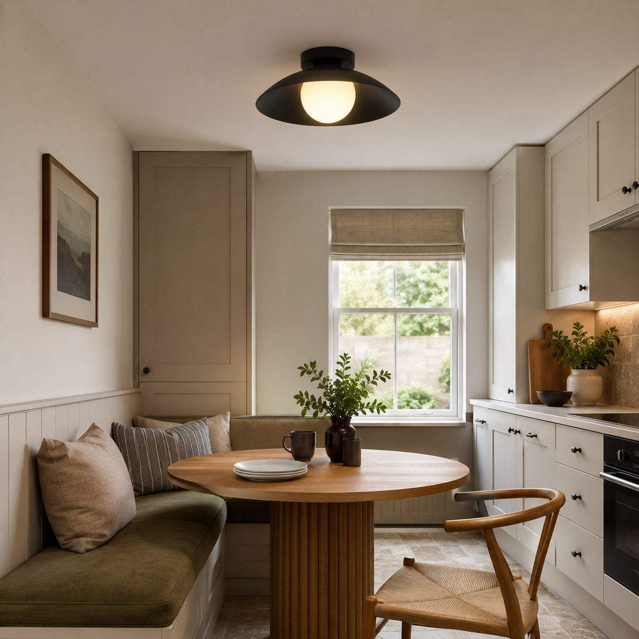 Round Flush Mount Ceiling Light, Modern Metal Kitchen Light
