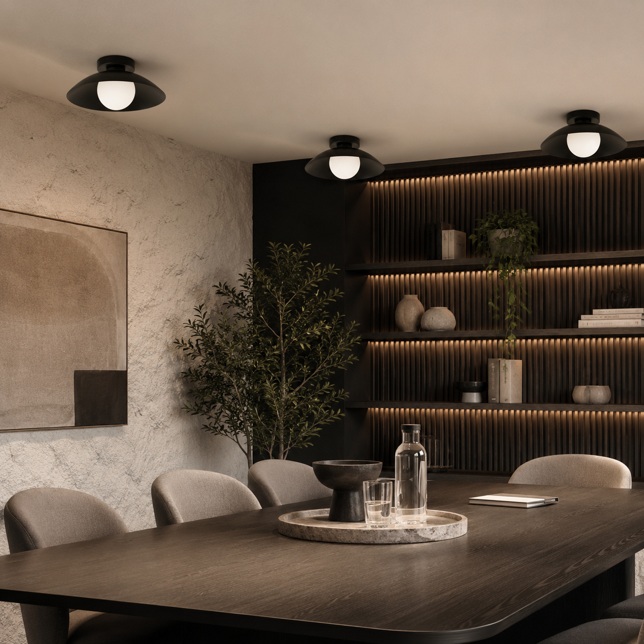 Round Flush Mount Ceiling Light, Modern Metal Kitchen Light