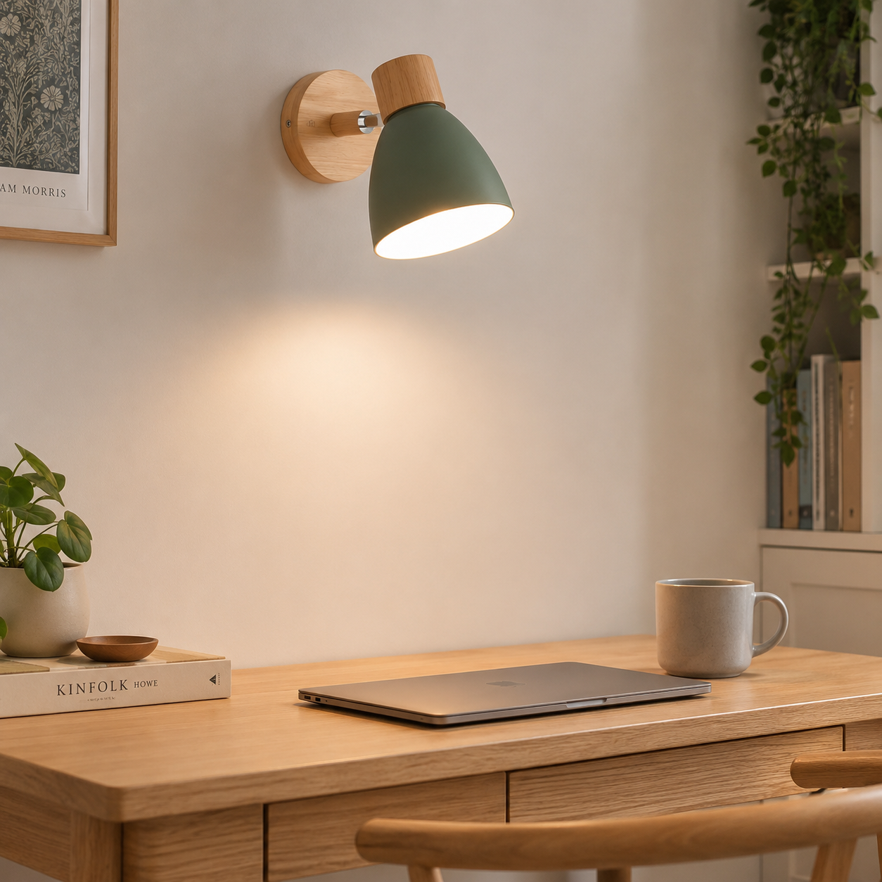 Nordic Wood Wall Sconce – Adjustable Bedside Reading Light