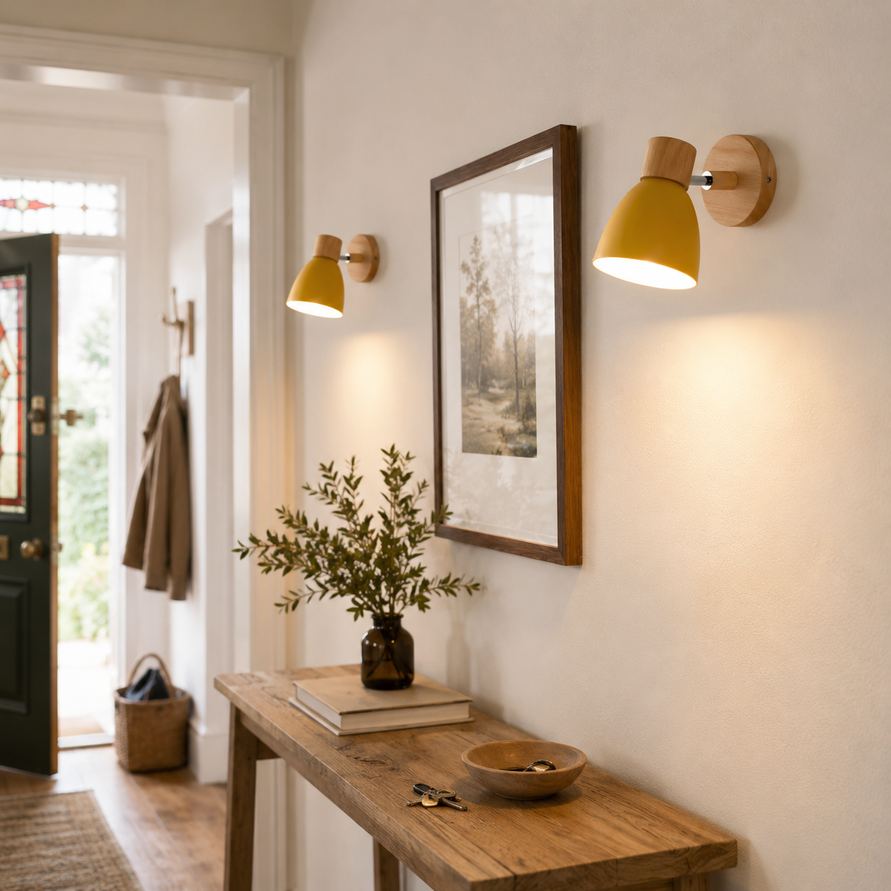 Nordic Wood Wall Sconce – Adjustable Bedside Reading Light