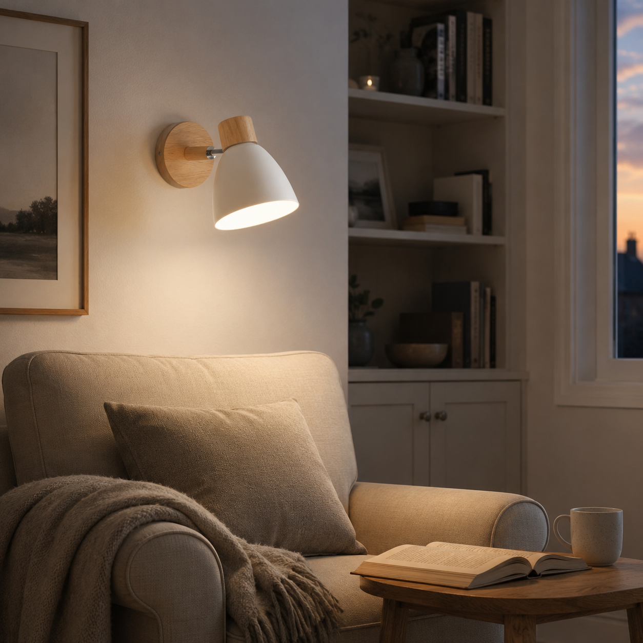 Nordic Wood Wall Sconce – Adjustable Bedside Reading Light