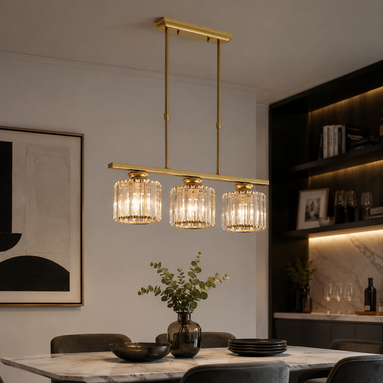 Multi-Head Glass Island Pendant & Ceiling Light for Kitchen and Dining Room