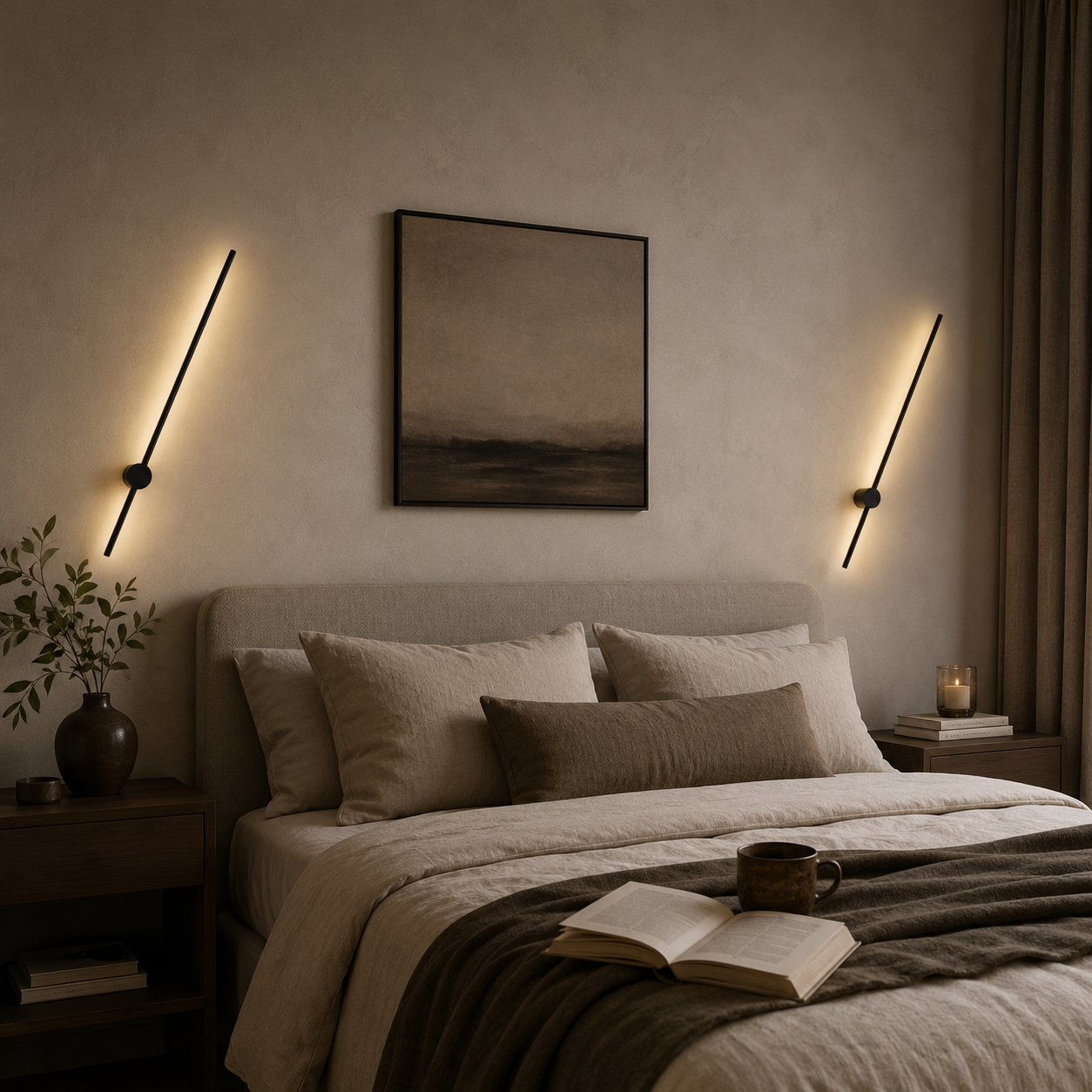 Nordic Linear LED Wall Light Bar - Modern Minimalist Black Sconce