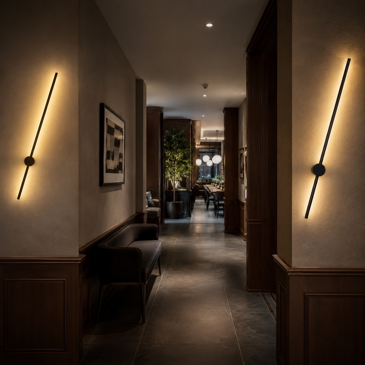 Nordic Linear LED Wall Light Bar - Modern Minimalist Black Sconce