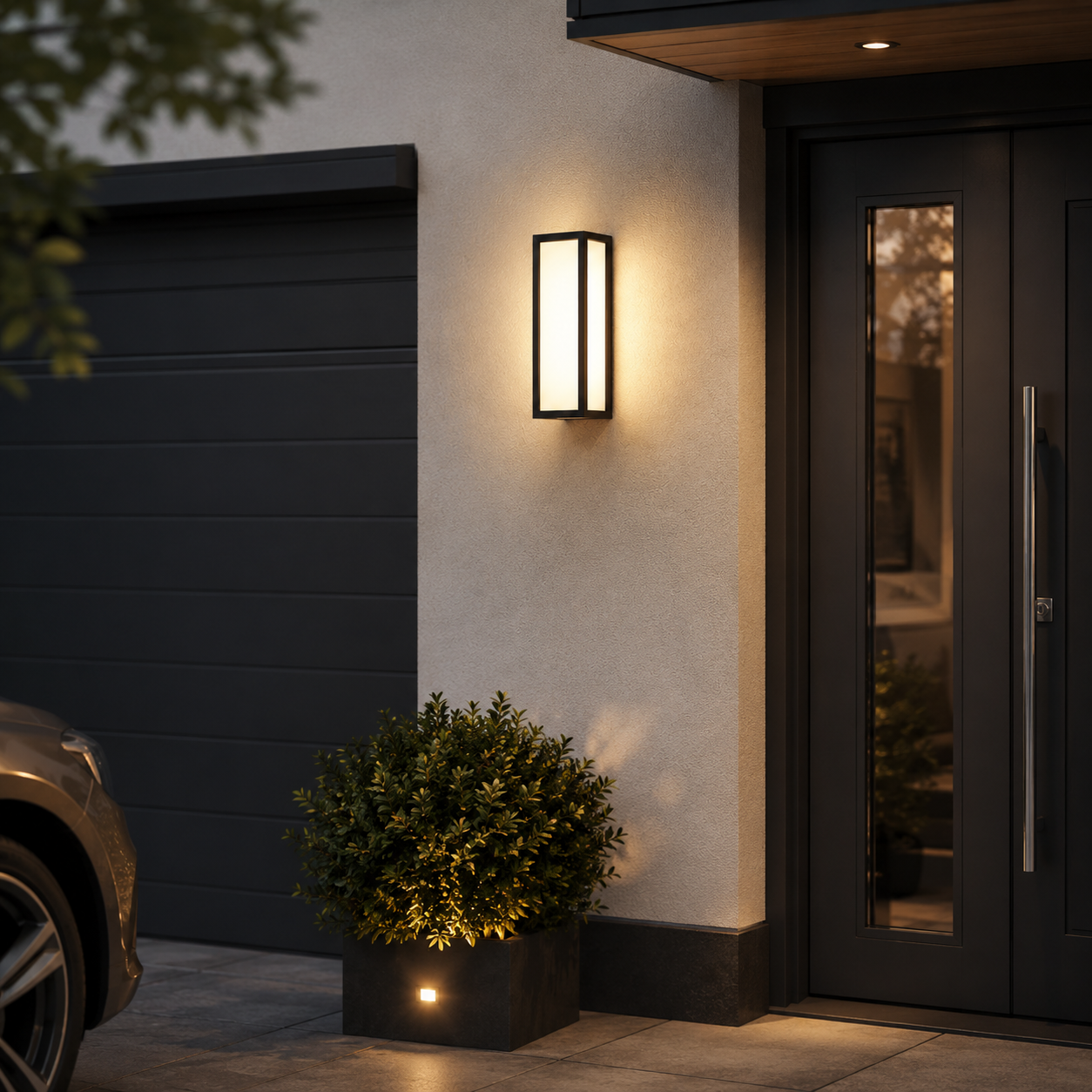 Amabelle - Rectangular Outdoor Wall Light, Waterproof LED Garden Lamp with Sensor