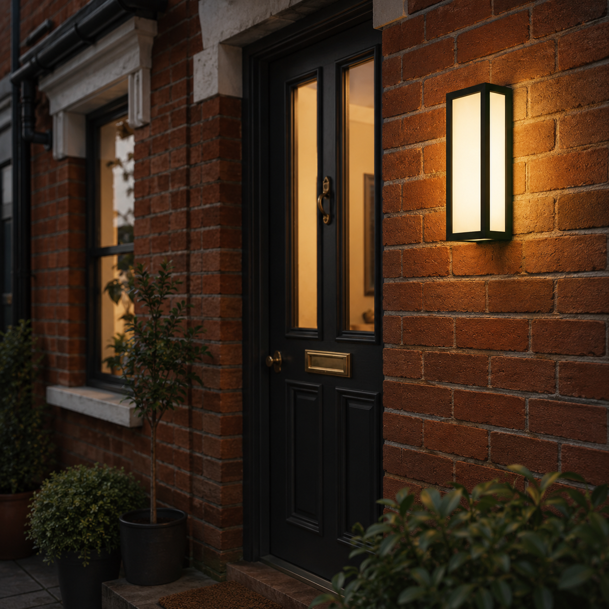 Amabelle - Rectangular Outdoor Wall Light, Waterproof LED Garden Lamp with Sensor