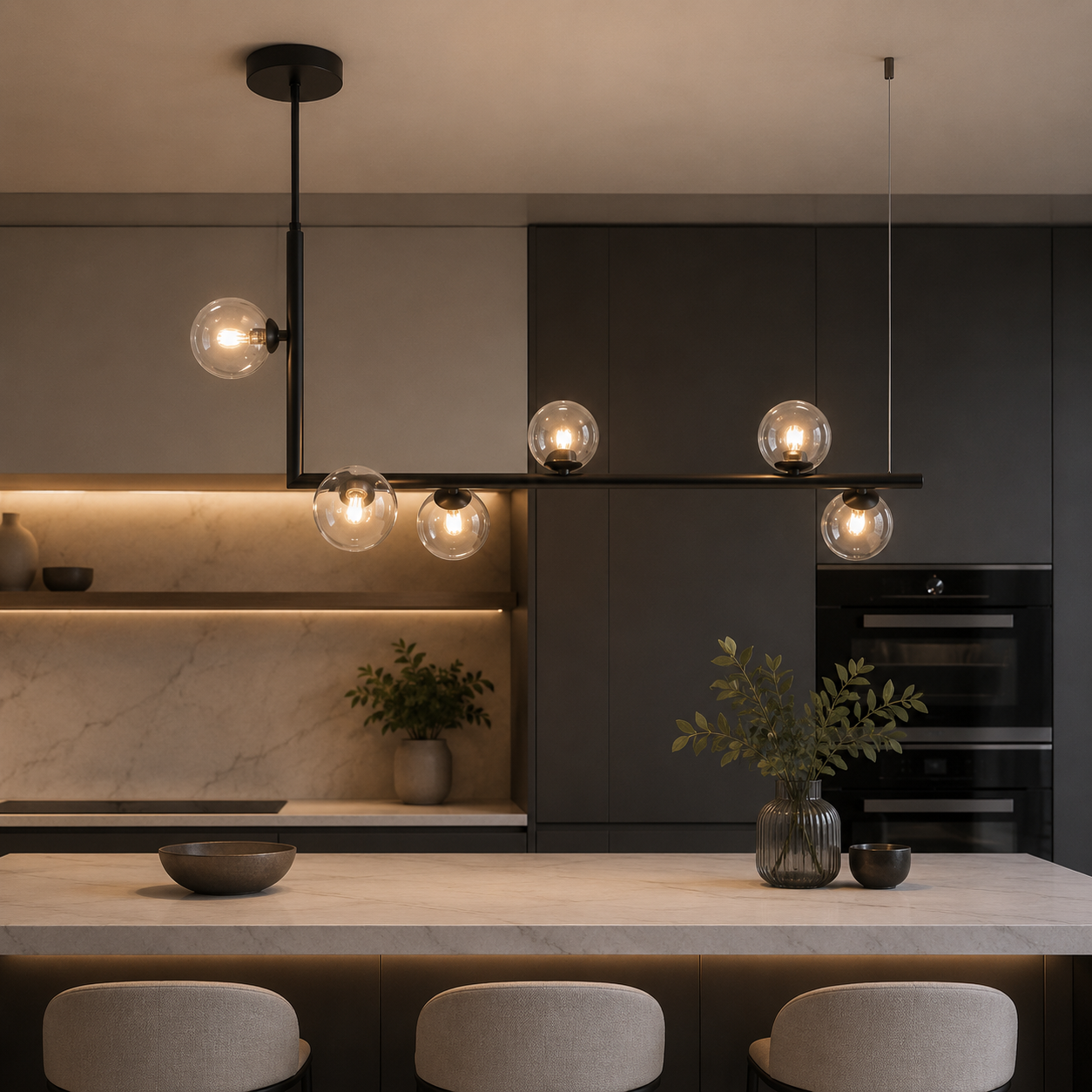 Nordic Bubble Ceiling Light – Modern Glass Globe Pendant for Kitchen & Living Room