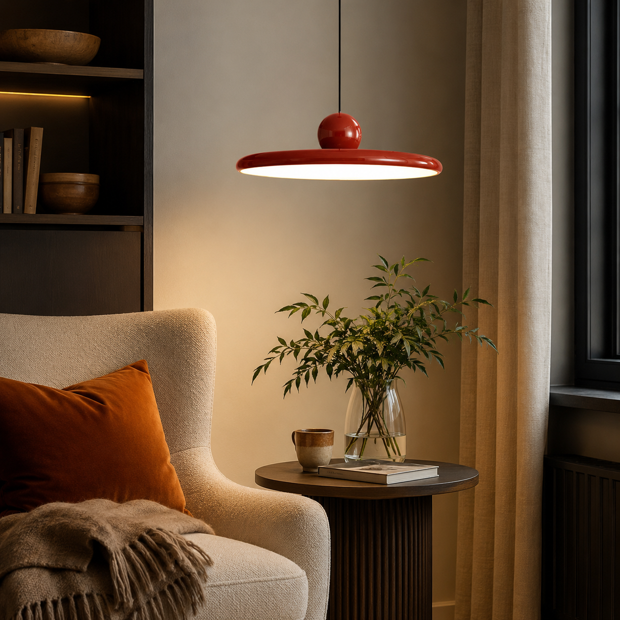 Flat Disc Pendant Light, Nordic Minimalist LED Ceiling Lamp