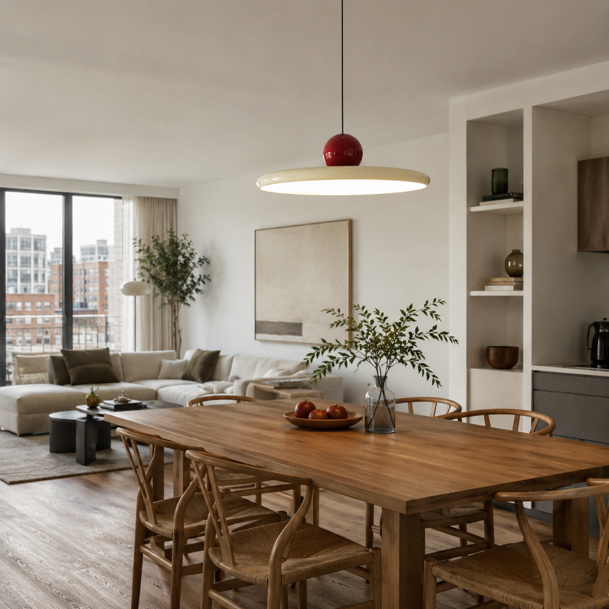 Flat Disc Pendant Light, Nordic Minimalist LED Ceiling Lamp