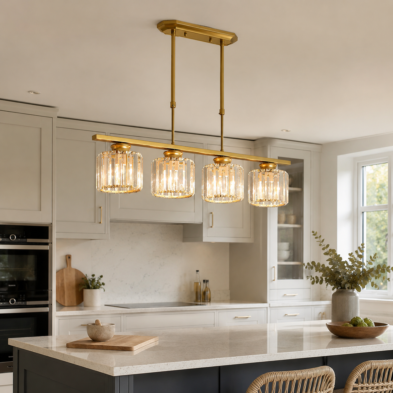 Multi-Head Glass Island Pendant & Ceiling Light for Kitchen and Dining Room