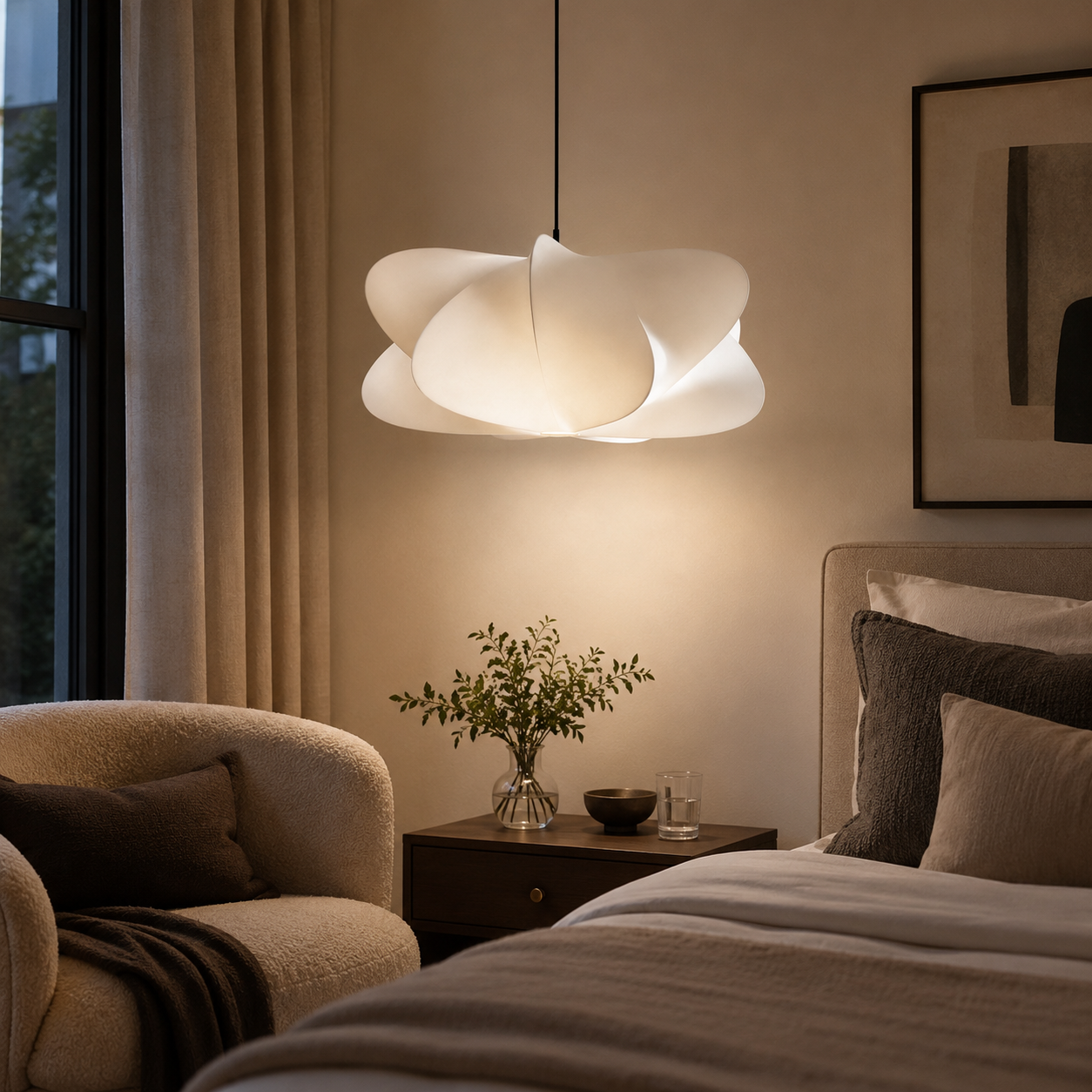 Japanese Wabi Sabi Silk Pendant Light – Minimalist Lighting for Stylish Spaces