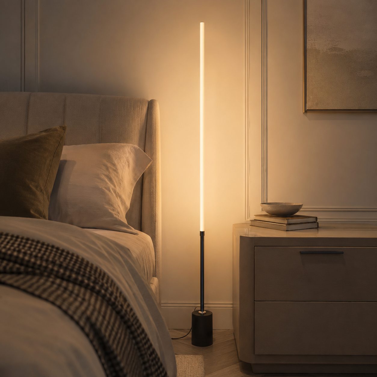 Dexter - Dimmable LED Floor Lamp, Sleek Modern Standing Light, Black or White