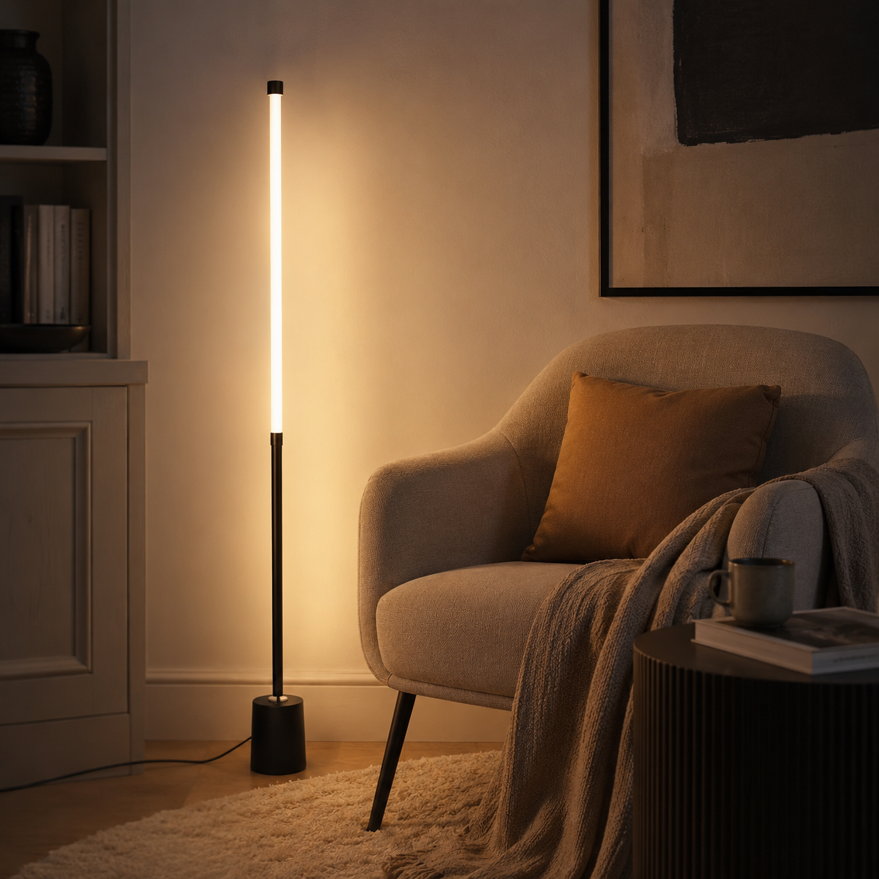 Dexter - Dimmable LED Floor Lamp, Sleek Modern Standing Light, Black or White