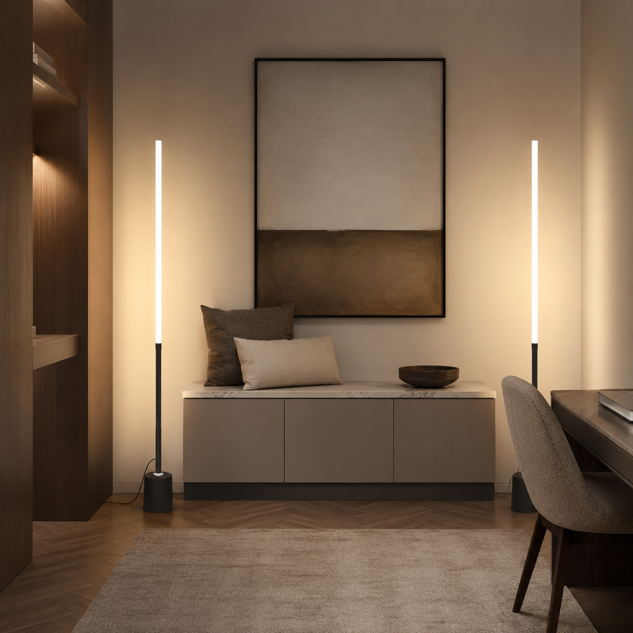 Dexter - Dimmable LED Floor Lamp, Sleek Modern Standing Light, Black or White