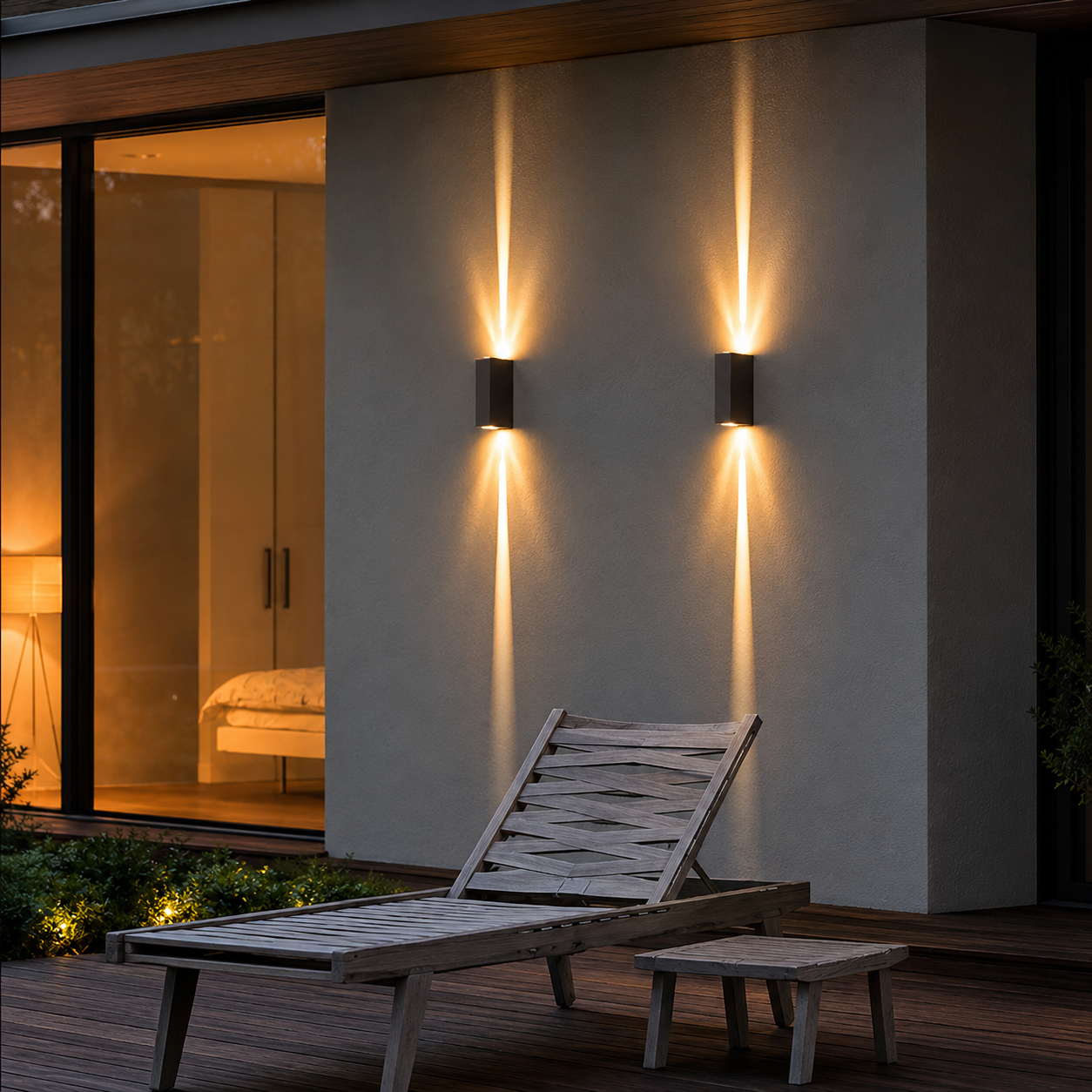 Outdoor Up Down Wall Light - IP65 LED Garden Wall Sconce, Black