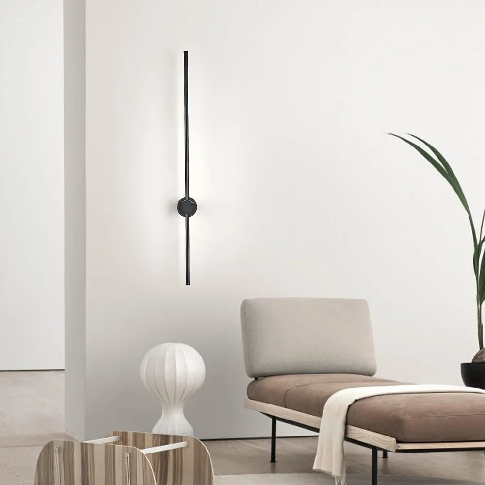 Nordic Linear LED Wall Light Bar - Modern Minimalist Black Sconce
