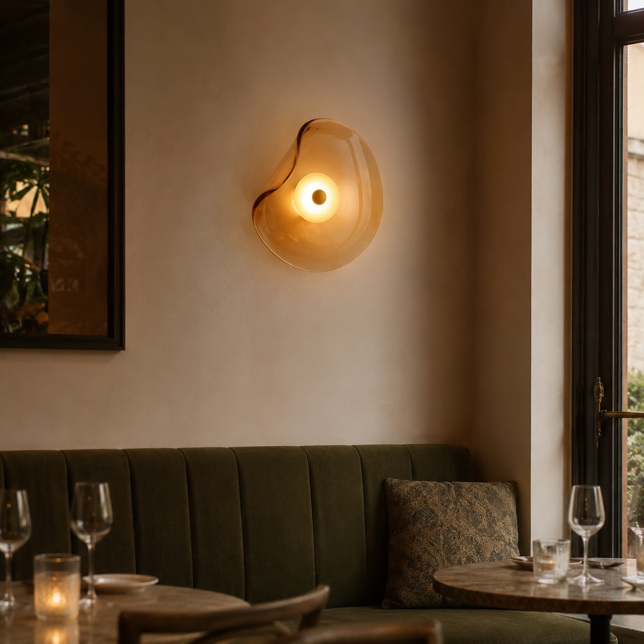Organic Glass Wall Light, Modern Art Glass LED Sconce