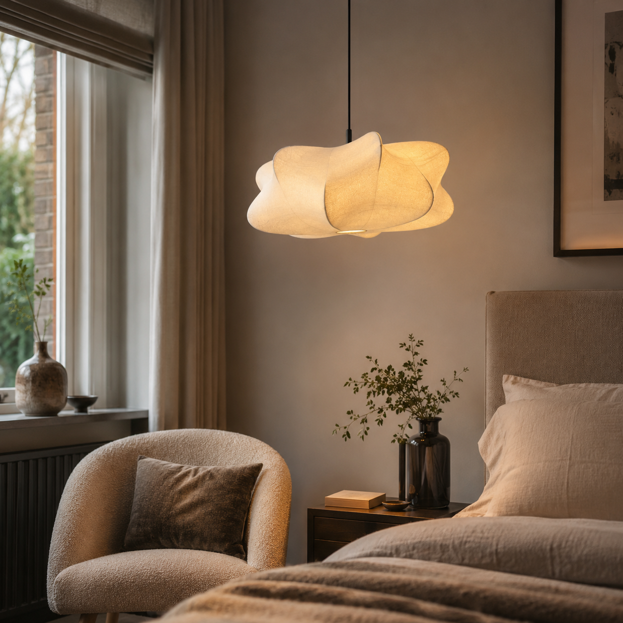 Japanese Wabi Sabi Silk Pendant Light – Minimalist Lighting for Stylish Spaces