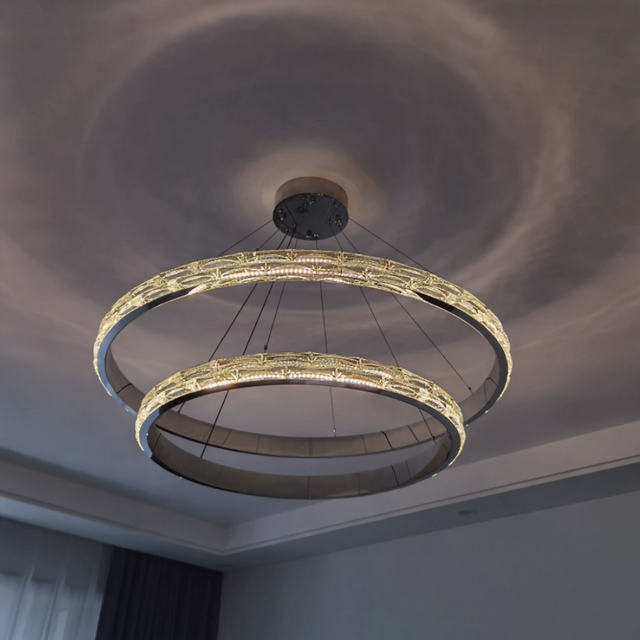 Oslo Chandelier – Modern Crystal LED Pendant Light with Stainless Steel Frame