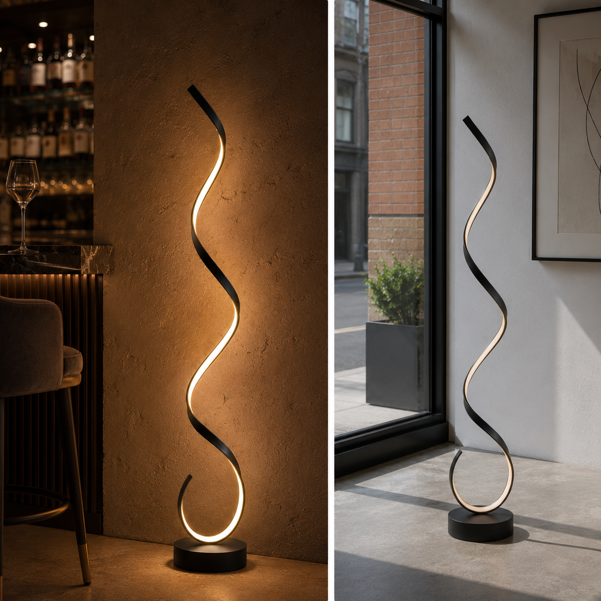 Natalie - Spiral LED Floor Lamp, Modern Sculptural Statement Standing Light