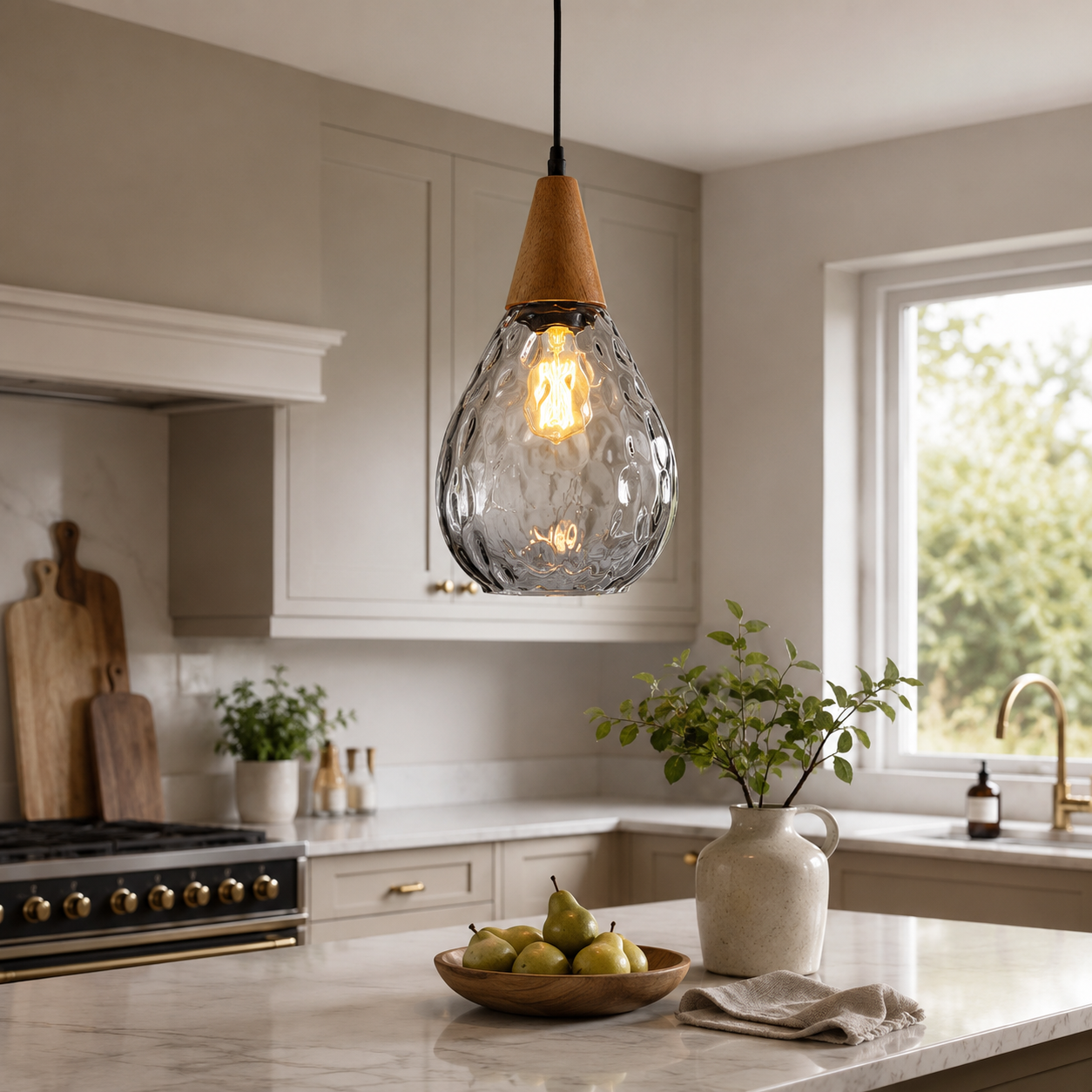 Vintage Teardrop Glass Pendant Cluster | 3-Light Dining Ceiling Light