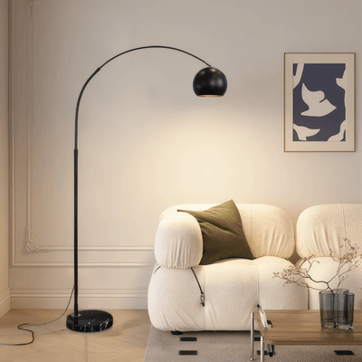 Nordic Arc Floor Lamp with Hemispherical Shade