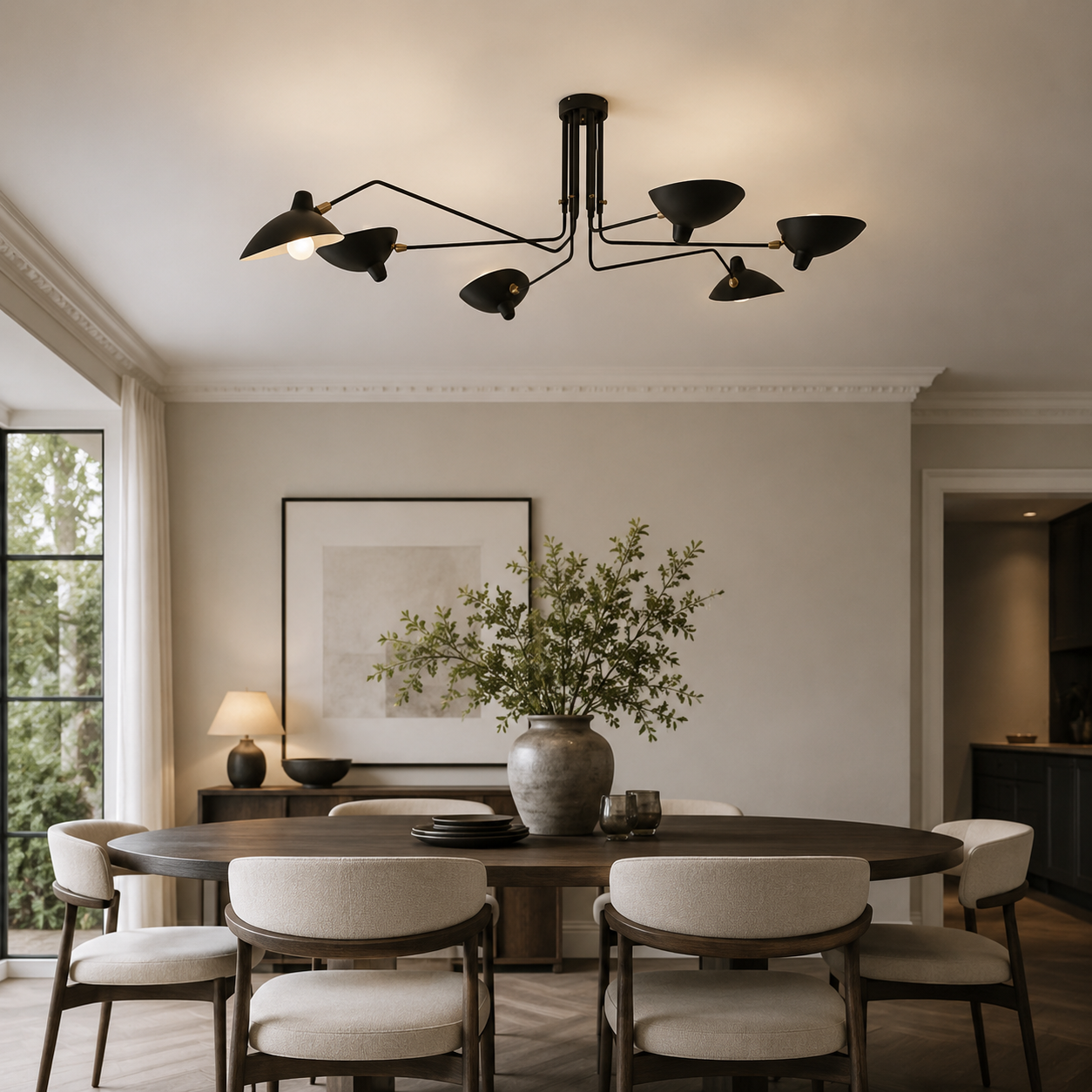 Spider Chandelier, Mid-Century Modern Black Ceiling Light