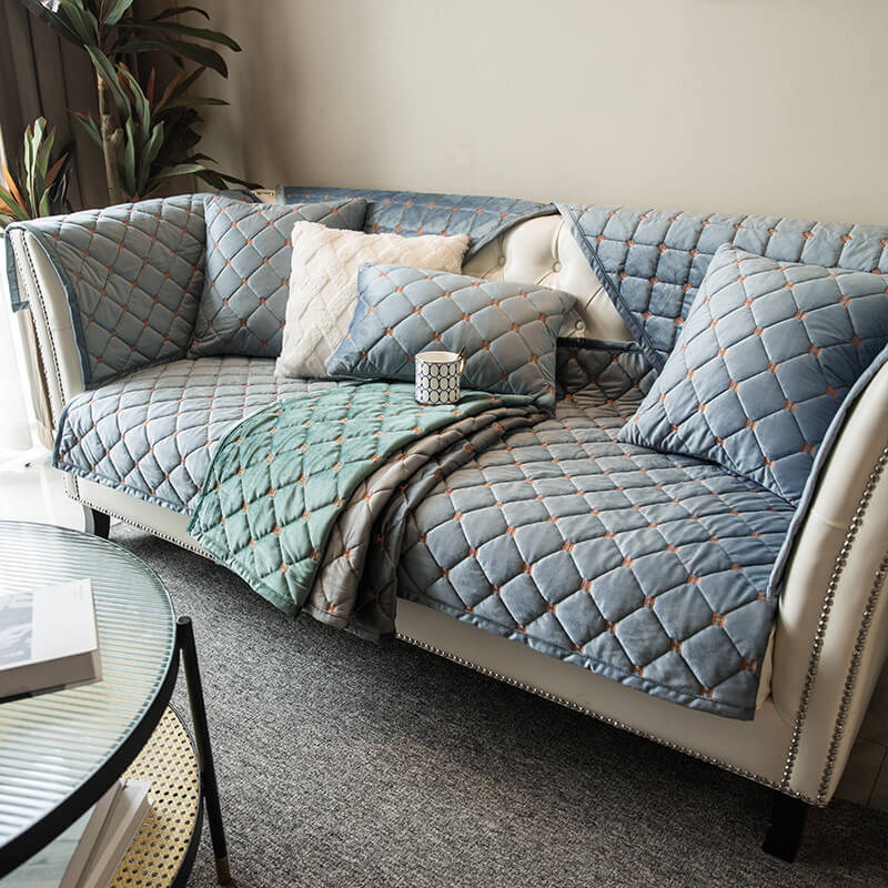 Luxury Quilted Velvet Non-Slip Couch Cover for Comfort