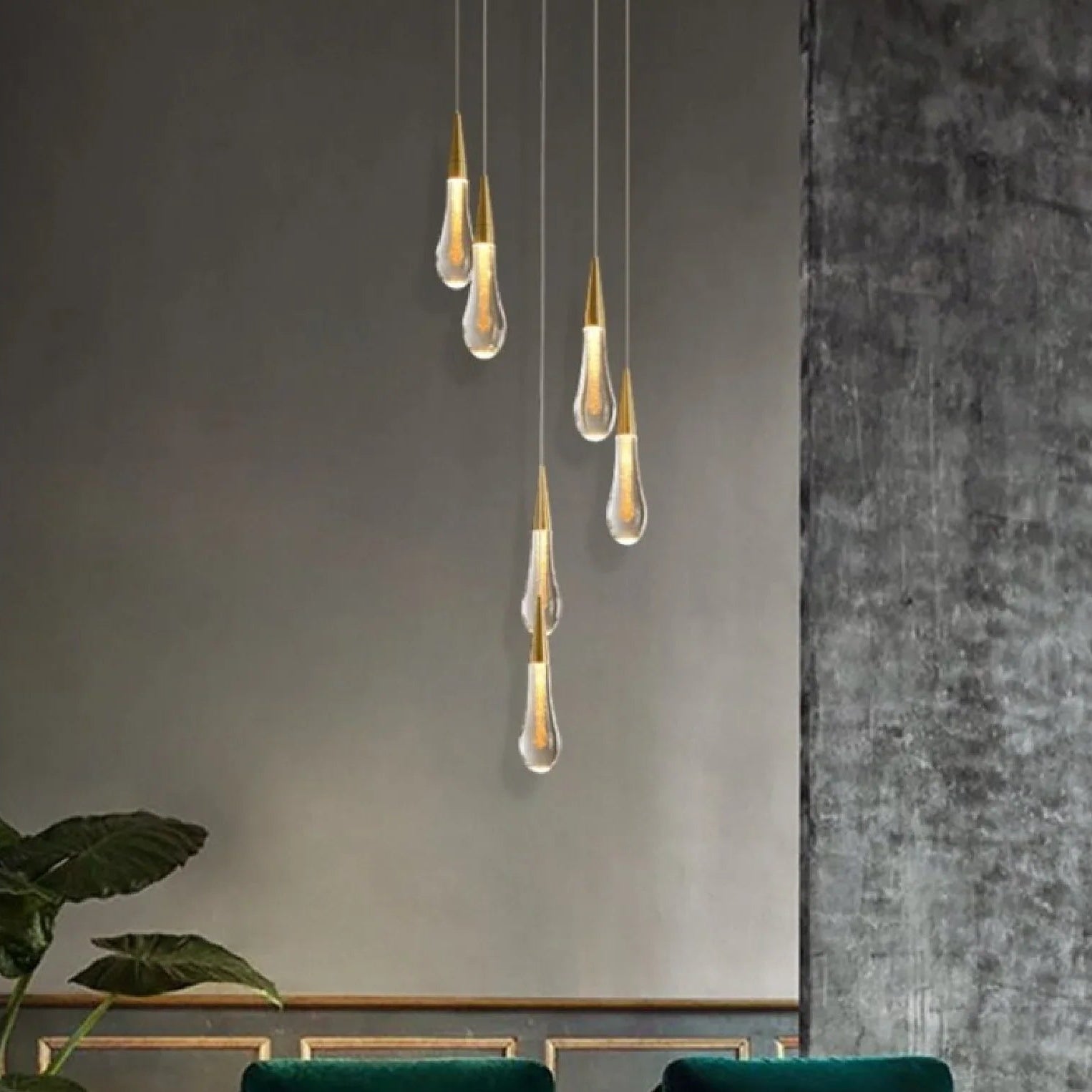 Teardrop Glass Pendant Light, Modern Cluster Ceiling Chandelier