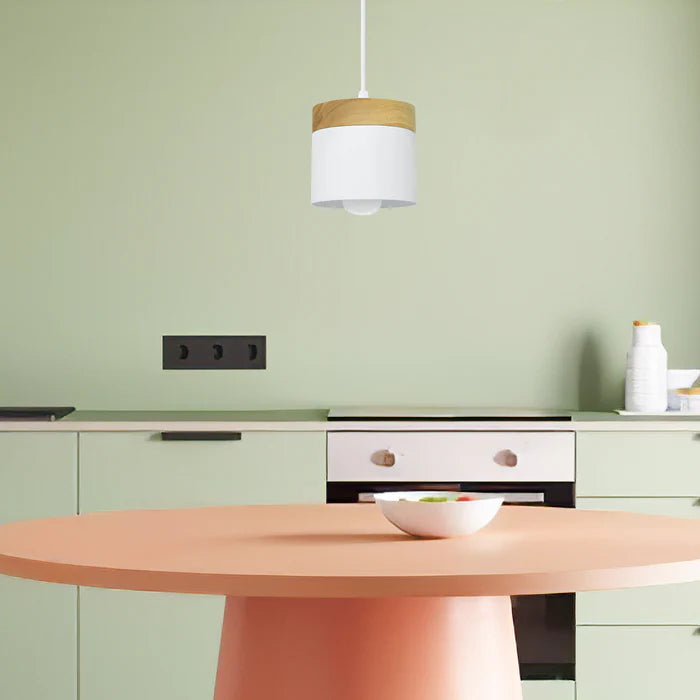 Macaron Mini Pendant Light, Wood Top Loft Ceiling Lamp