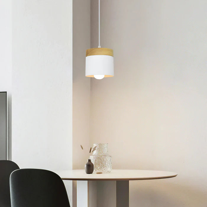 Macaron Mini Pendant Light, Wood Top Loft Ceiling Lamp