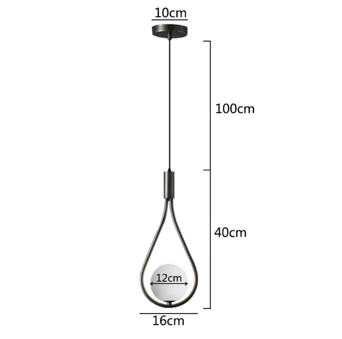 Brass Teardrop Pendant Light, Modern Hanging Bedside Lamp