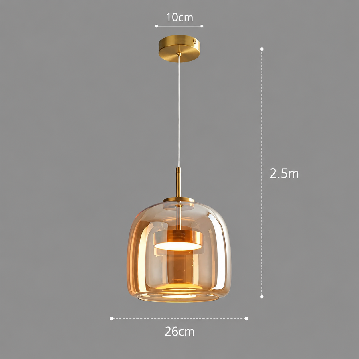 Retro Tinted Glass Pendant Light, Amber, Smoke or Clear Ceiling Lamp