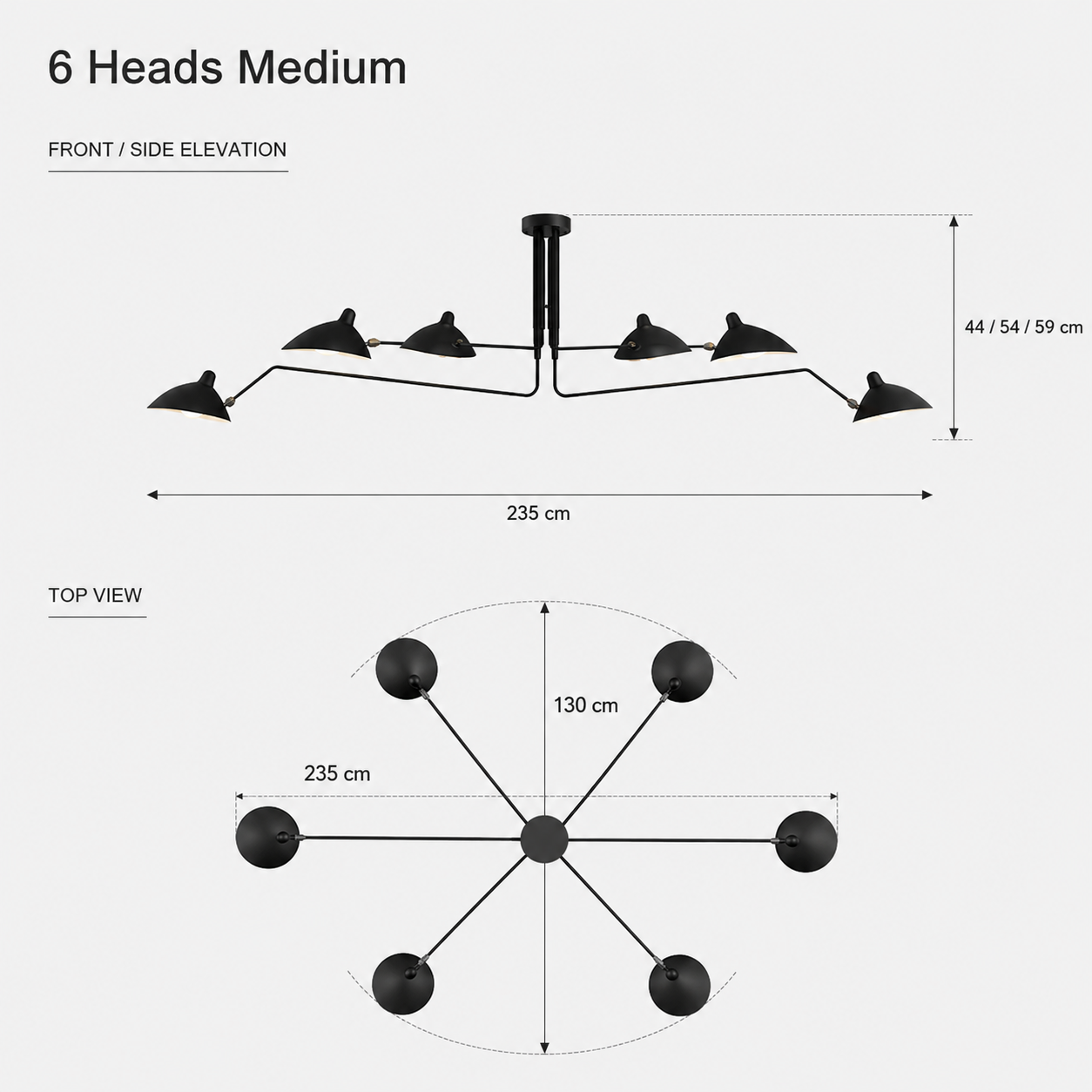 Spider Chandelier, Mid-Century Modern Black Ceiling Light