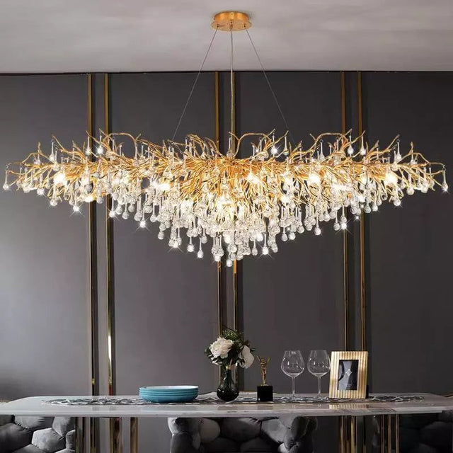 Ooze Chandelier – Majestic LED Crystal Pendant Light with K9 Crystals | Silver/Gold Frame