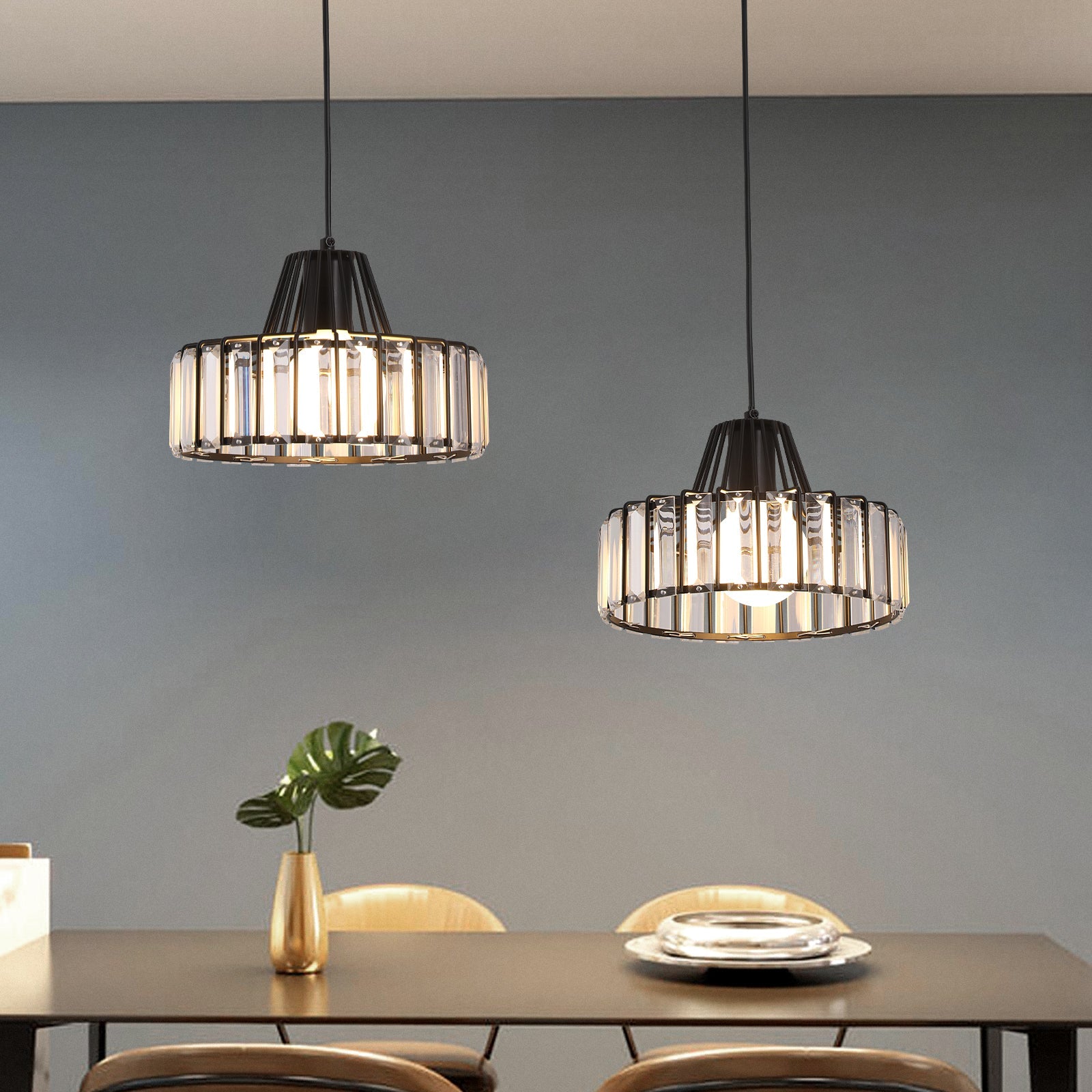 Modern Black Crystal Pendant Light 1