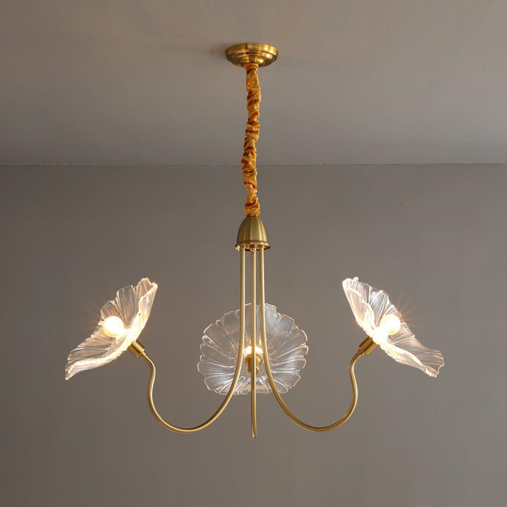 Modern Lotus Leaf Glass Living Room Chandelier 0