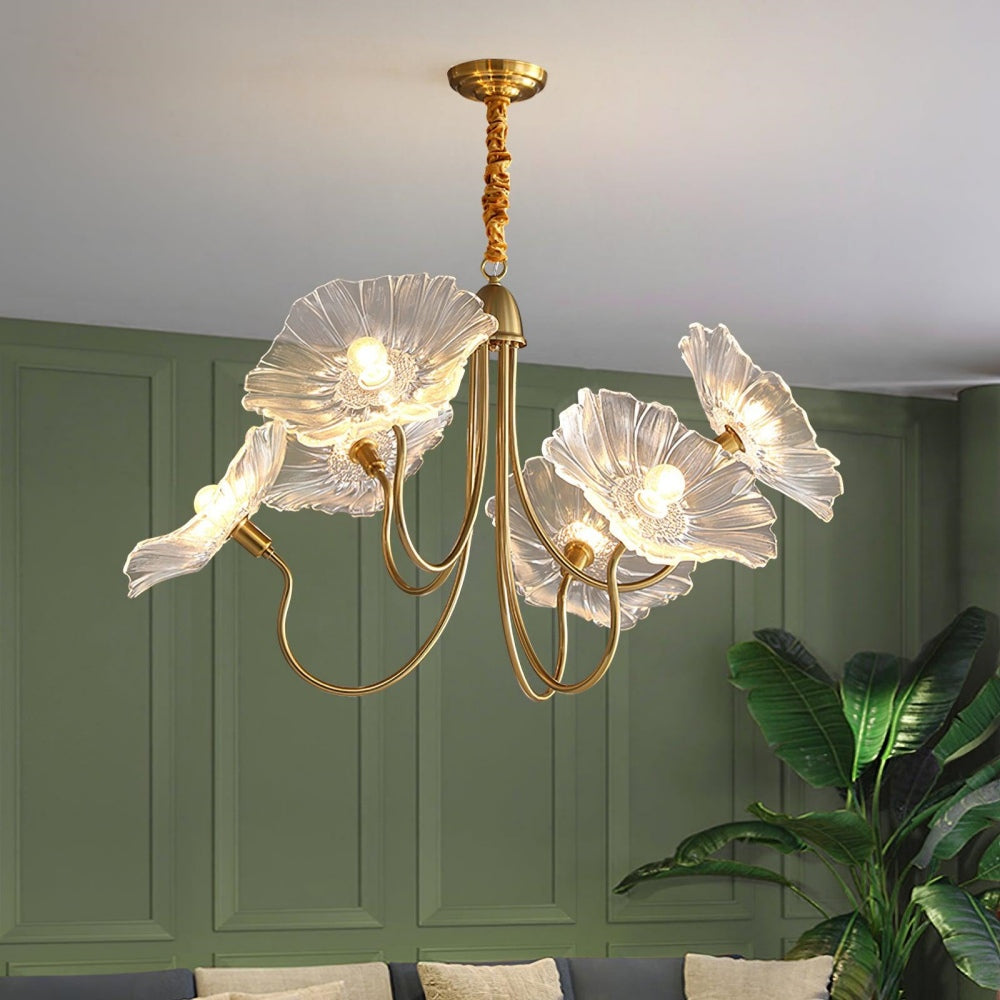Modern Lotus Leaf Glass Living Room Chandelier 2