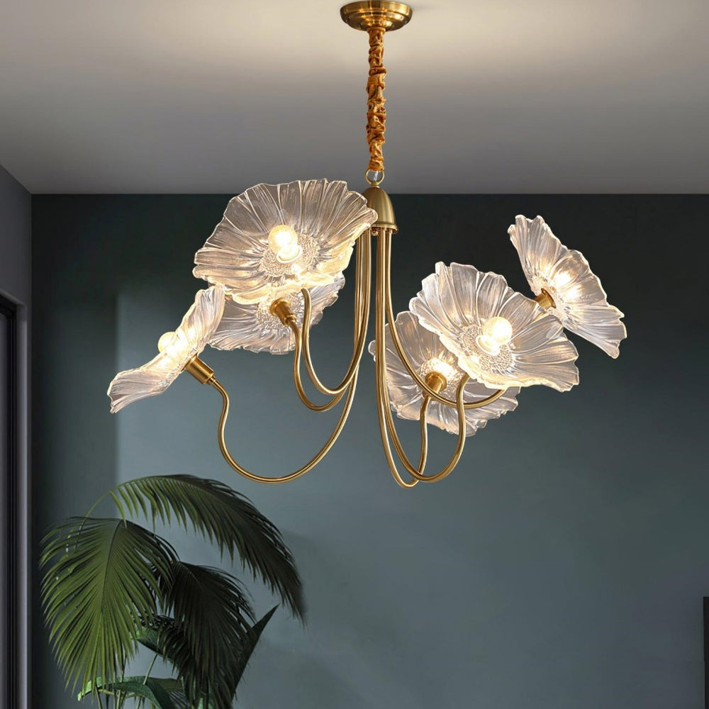 Modern Lotus Leaf Glass Living Room Chandelier 4