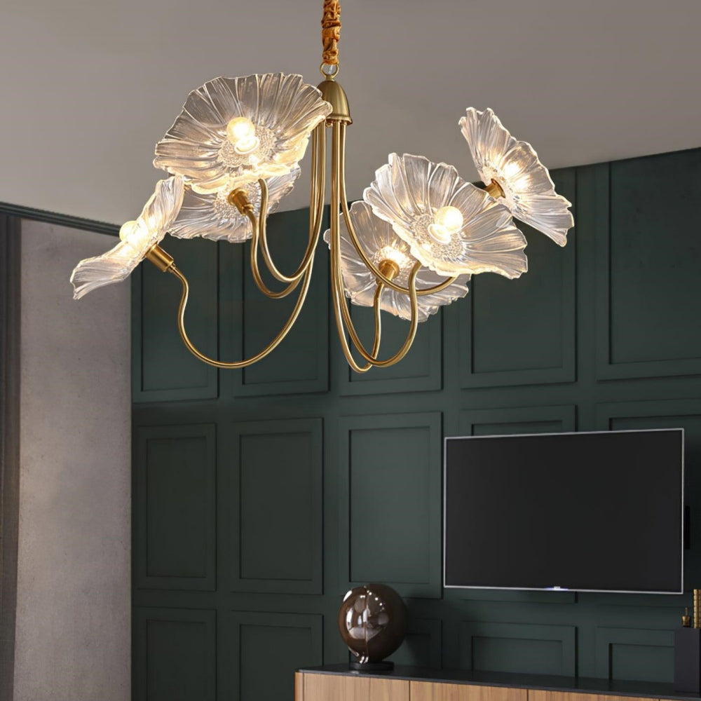 Modern Lotus Leaf Glass Living Room Chandelier 5